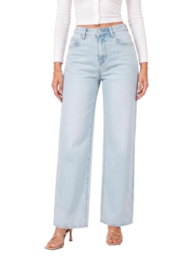 ONESO Wide Leg Jeans for Women High Rise Tummy Control Stretch Denim